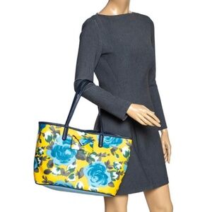 Marc by Marc Jacobs Jerrie Metropoli Tote - Yellow with Blue Roses